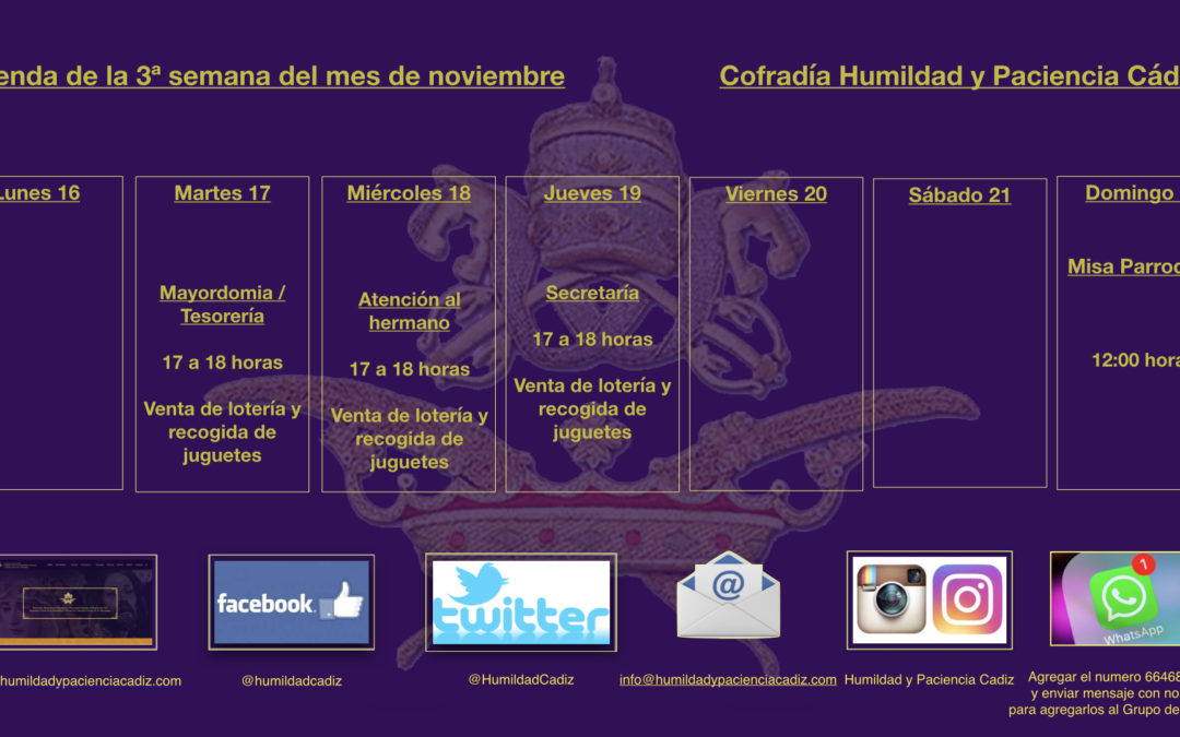 Agenda de la tercera semana de noviembre