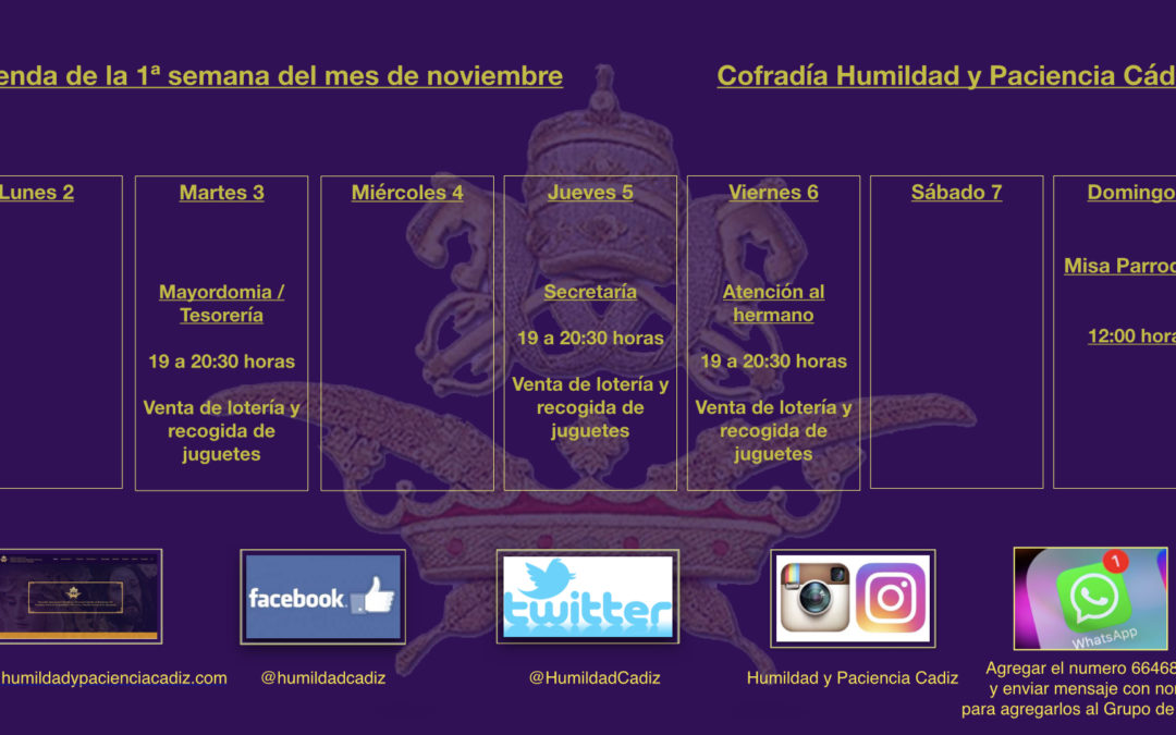 Agenda de la primera semana de noviembre